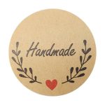 Öntapadós matrica  "Handmade" - natúr barna