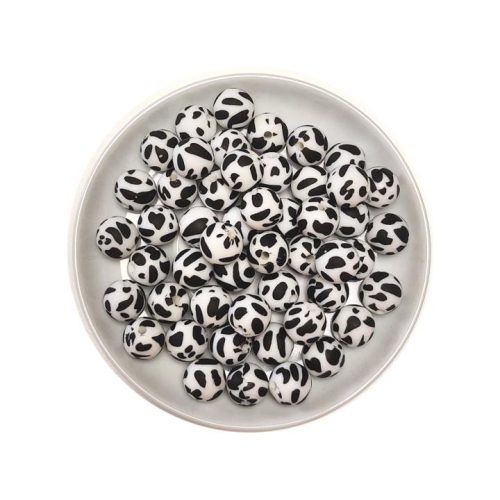 Szilikon gyöngy 12mm-tarka-fekete