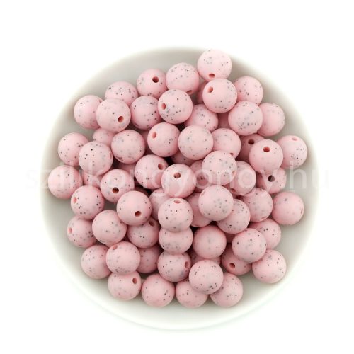 Szilikon gyöngy 12mm-rózsaszín gránit