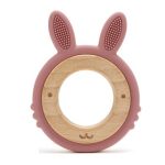 Szilikon-fa rágóka-Nyuszi-sötétpink