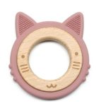 Szilikon-fa rágóka-Cica-sötétpink