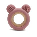 Szilikon-fa rágóka-Maci 2-sötétpink