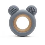 Szilikon-fa rágóka-Maci 2-sötétszürke