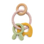 4db-os szilikon-fa rágóka-Nyuszi-rózsabarna