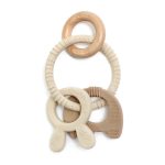 4db-os szilikon-fa rágóka-Nyuszi-bézs