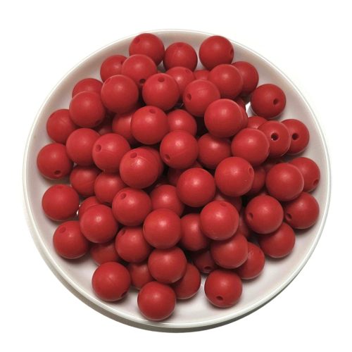 Szilikon gyöngy 12mm-tűzpiros