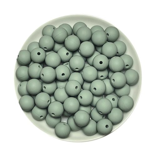 Szilikon gyöngy 12mm-borostyánzöld